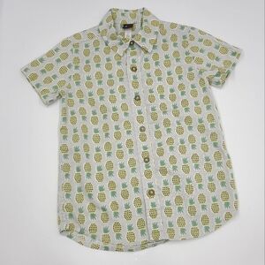 Tea Collection boys' pineapple print button down shirt size 6